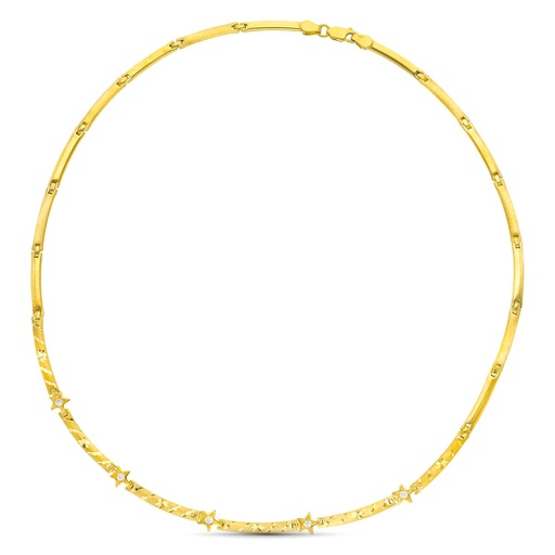 [P07000126] 18K GARGANTILLA ORO AMARILLO MATE Y BRILLO CON CIRCONITAS Y TRAMOS TALLADOS