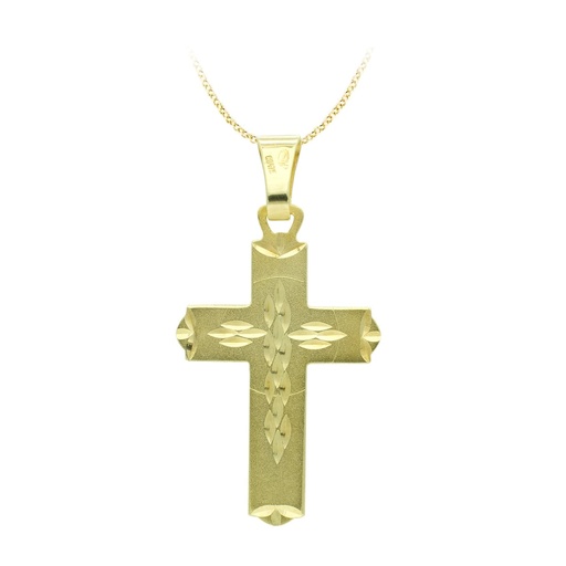 [P07000131] 18K CRUZ ORO AMARILLO TALLADA 28X18 MM