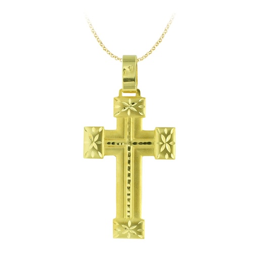 [P07000133] 18K CRUZ ORO AMARILLO TALLADA 45X27 MM