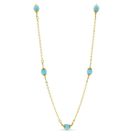 [P07000149] 18K COLLAR ORO AMARILLO BOLAS TURQUESA