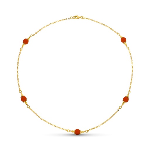 [P07000150] 18K COLLAR ORO AMARILLO Y CORALINA 7 MM 47CM