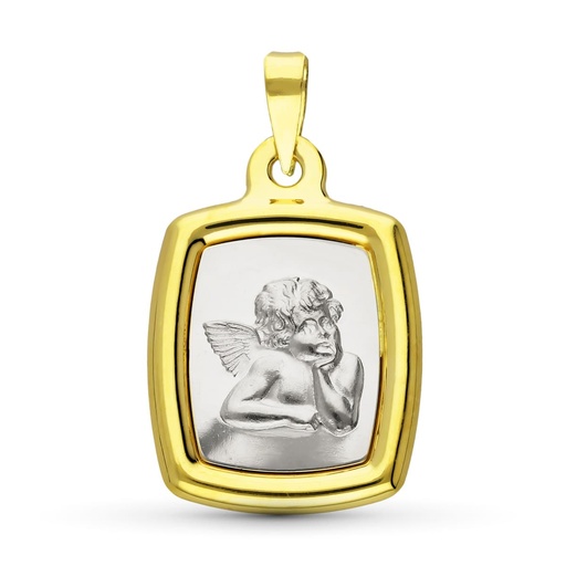 [P07000197] 18K MEDALLA ORO BICOLOR ANGEL BURLON. 23X16 MM