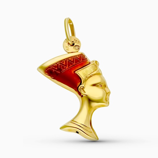 [P07000215] 18K COLGANTE ORO AMARILLO NEFERTITI ESMALTE 21X13 MM