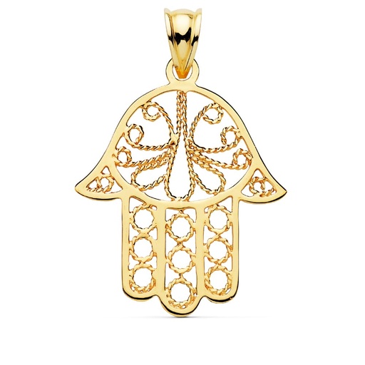 [P07000320] 18K COLGANTE MANO DE FATIMA 29X23 MM