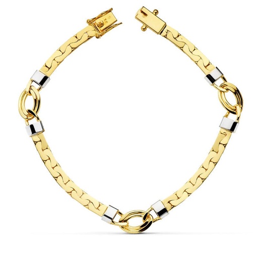 [P07000328] 18K PULSERA BICOLOR 19.5 CM 4 MM