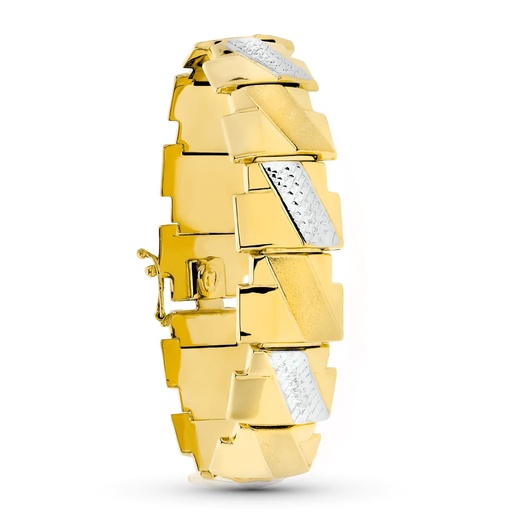 [P07000434] 18K PULSERA ORO BICOLOR ESTAMPACION 19.5 CM