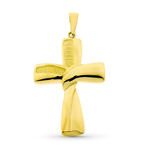 [P07000468] 18K CRUZ ORO AMARILLO HUECA LISA 34X22 MM