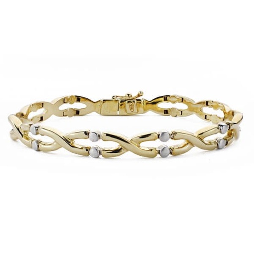 [P07000469] 18K PULSERA BICOLOR 19 CM 7 MM