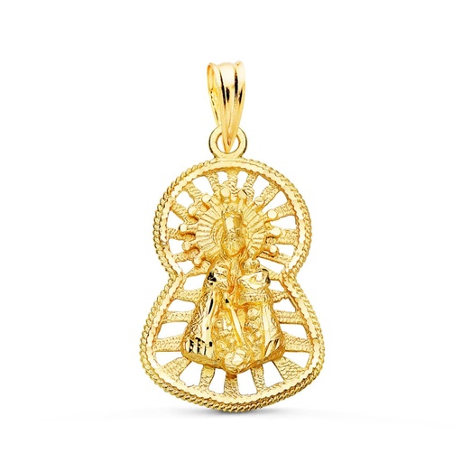 [P07000470] 18K MEDALLA ORO AMARILLO VIRGEN DE LOS DESAMPARADOS CERCO CALADO 22X15 MM