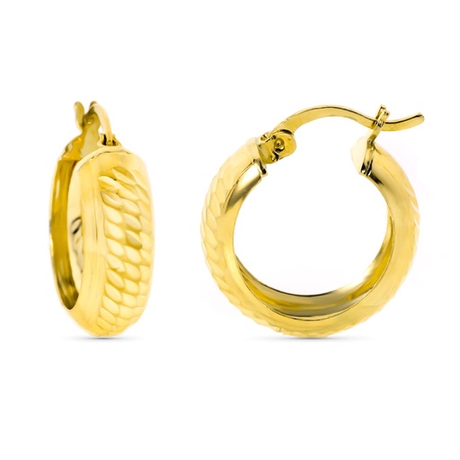 [P07000479] 18K AROS ORO AMARILLO HUECOS Y TALLADOS. 17X6 MM