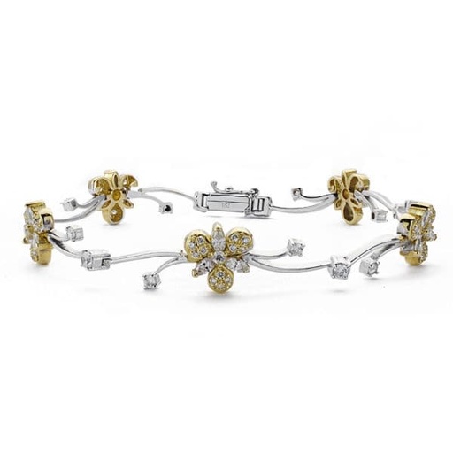 [P07000490] 18K PULSERA BICOLOR CIRCONITAS 20CM 10 MM 15.35GR