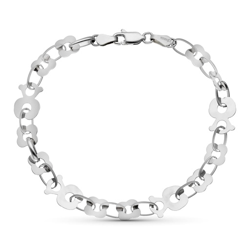 [P07000518] 18K PULSERA ORO BLANCO ESLABONES OSOS 19 CM