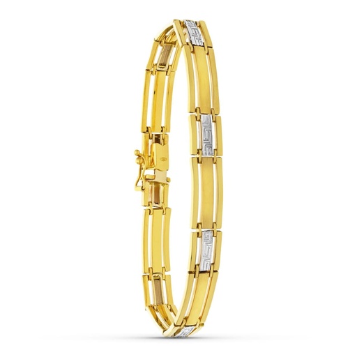 [P07000559] 18K PULSERA ORO BICOLOR GRECA