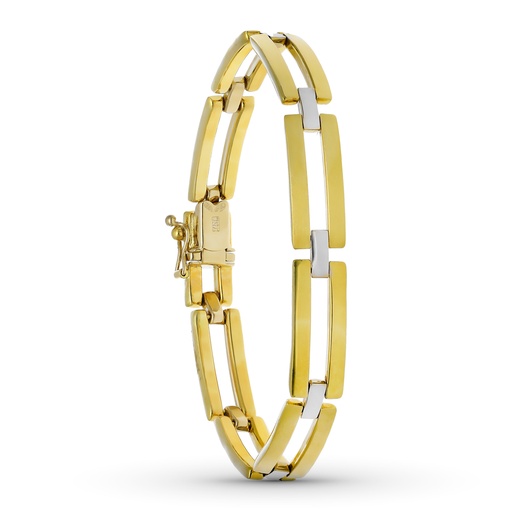 [P07000575] 18K PULSERA ORO BICOLOR ESLABONES BARRAS