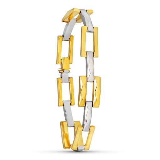 [P07000576] 18K PULSERA ORO BICOLOR ESLABONES RECTANGULARES
