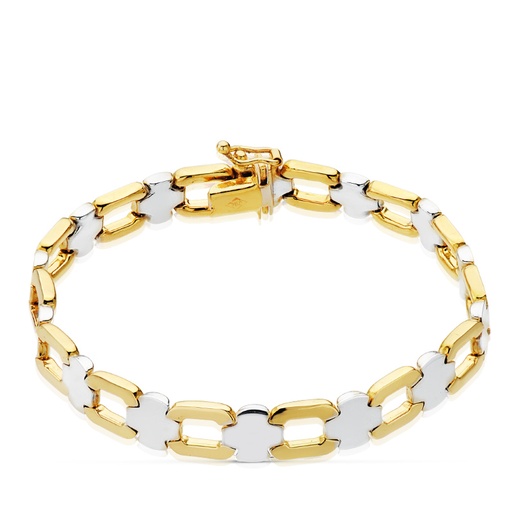 [P07000579] 18K PULSERA HUECA BICOLOR 19.5 CM 14.05 GR