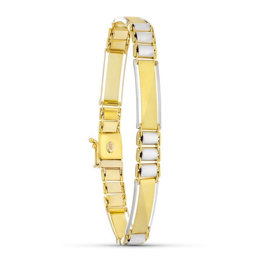 [P07000581] 18K PULSERA ORO BICOLOR CABALLERO MATE Y BRILLO CRO