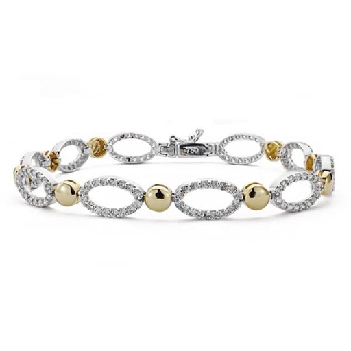 [P07000630] 18K PULSERA BICOLOR CIRCONITA 19CM