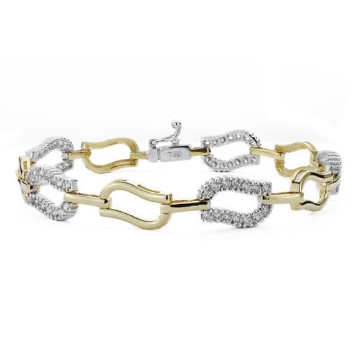 [P07000631] 18K PULSERA BICOLOR CIRCONITAS 19 CM 13.15 GR