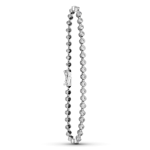 [P07000637] 18K PULSERA ORO BLANCO CIRCONITAS CHATONES TIPO RIVIERE