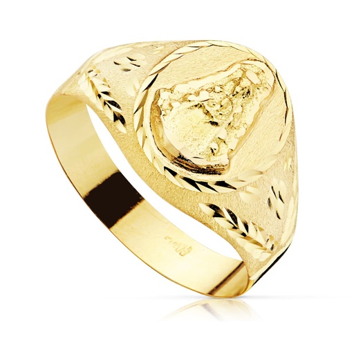 [P07000654] 18K SELLO ORO AMARILLO HUECO REDONDO TALLADO VIRGEN DEL ROCIO 13X11 MM
