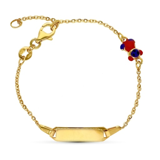 [P07000667] 18K ESCLAVA ORO AMARILLO OSO ESMALTE 16 CM