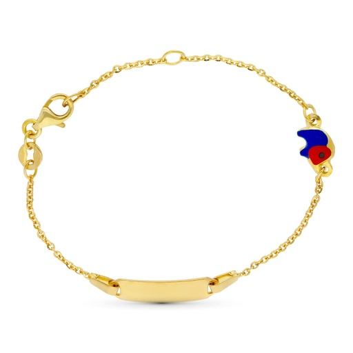 [P07000669] 18K ESCLAVA ORO AMARILLO ELEFANTE ESMALTE 16 CM