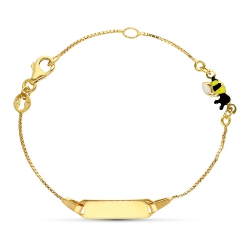 [P07000670] 18K ESCLAVA ORO AMARILLO ABEJA ESMALTE 16 CM