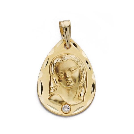 [P07000685] 18K MEDALLA VIRGEN NIÑA 22X14 MM