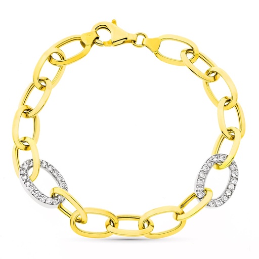 [P07000686] 18K PULSERA BICOLOR ESLABONES ANCHO 11 MM LARGO 18.5 CM