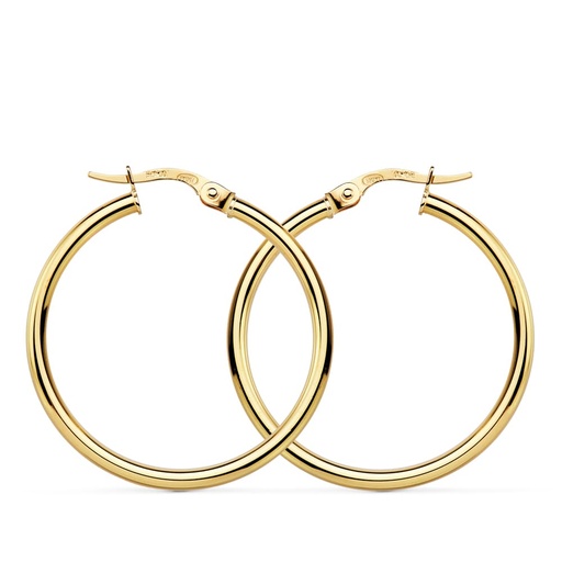 [P07000763] 18K AROS ORO AMARILLO REDONDOS HUECOS 28X2 MM