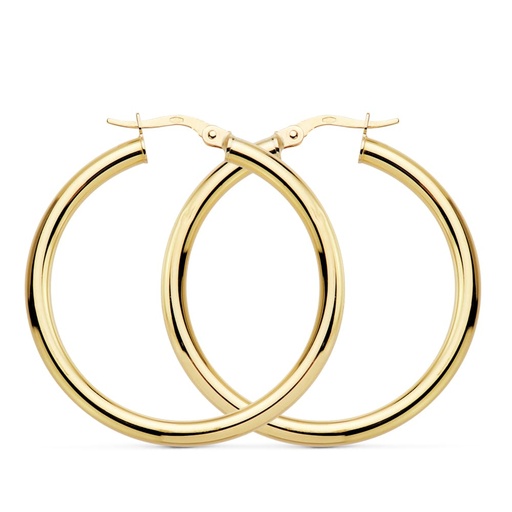 [P07000766] 18K AROS ORO AMARILLO REDONDOS HUECOS 35X3 MM