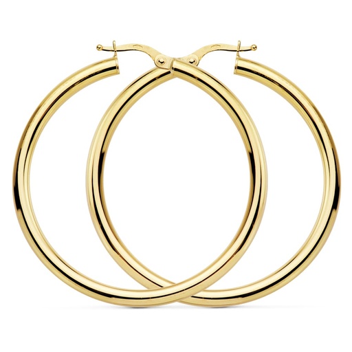 [P07000767] 18K AROS ORO AMARILLO REDONDOS HUECOS 41X3 MM