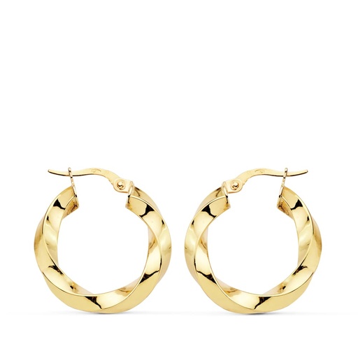 [P07000774] 18K AROS ORO AMARILLO BRILLO RETORCIDOS 22X3 MM