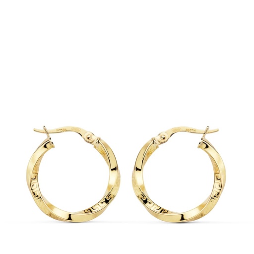 [P07000777] 18K AROS ORO AMARILLO RELIADOS GRECA 20X2.5 MM
