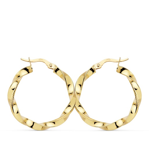 [P07000780] 18K AROS ORO AMARILLO RELIADOS HILO 26X3 MM