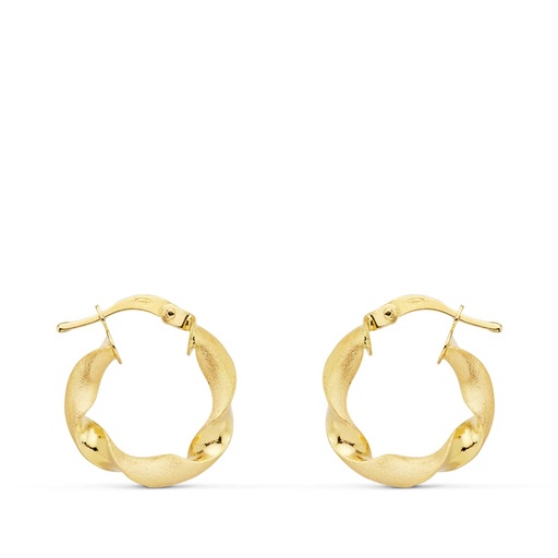 [P07000796] 18K AROS ORO AMARILLO MATE Y BRILLO HUECOS 17 MM