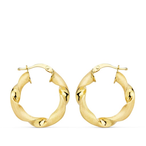 [P07000800] 18K AROS ORO AMARILLO MATE Y BRILLO HUECOS 24 MM