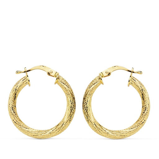 [P07000801] 18K AROS ORO AMARILLO HUECOS GRANILLADOS 21 MM