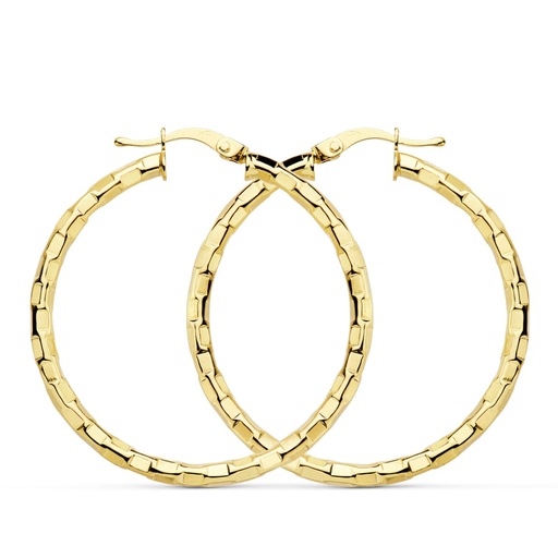 [P07000804] 18K AROS ORO AMARILLO HUECOS CUADRADOS 34 MM