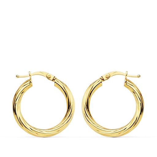 [P07000806] 18K AROS ORO AMARILLO HUECOS BRILLO 21 MM