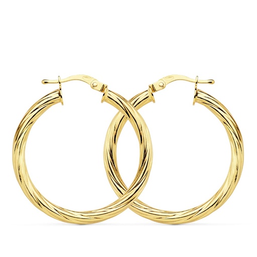 [P07000807] 18K AROS ORO AMARILLO HUECOS BRILLO 29X3 MM