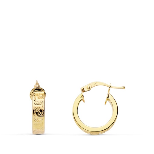 [P07000808] 18K AROS ORO AMARILLO GRECA HUECOS 14 MM