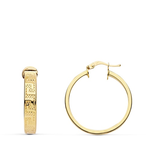 [P07000809] 18K AROS ORO AMARILLO GRECA HUECOS 20 MM