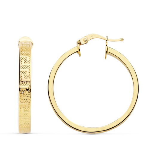 [P07000810] 18K AROS ORO AMARILLO GRECA HUECOS 28 MM