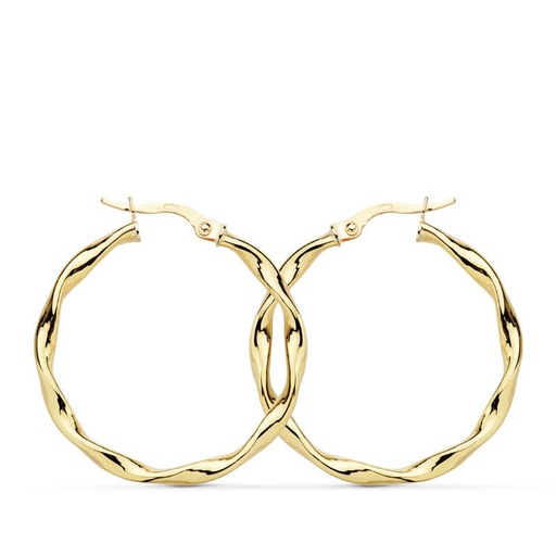 [P07000825] 18K AROS ORO AMARILLO BRILLO RETORCIDOS 30X2.5 MM