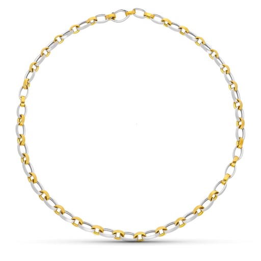[P07001945] 18K COLLAR ORO BICOLOR ESLABONES OVALES