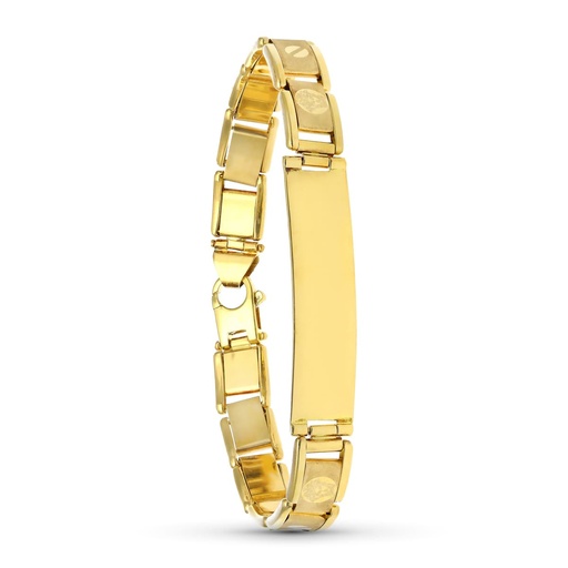 [P08000000] 18K ESCLAVA ORO AMARILLO CABALLERO LASER.