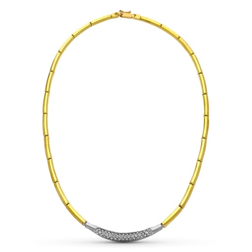 [P08000015] 18K GARGANTILLA ORO BICOLOR CIRCONITAS MOTIVO
