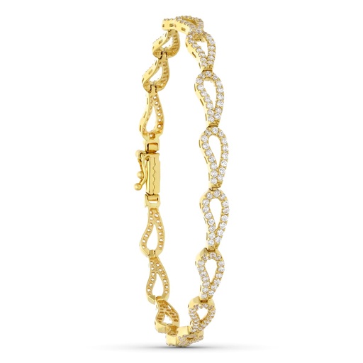 [P08000023] 18K PULSERA ORO AMARILLO CIRCONITAS ESLABONES